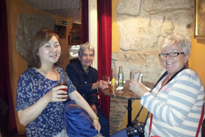 Three of Rosana's students enjoying tapas in Salamanca